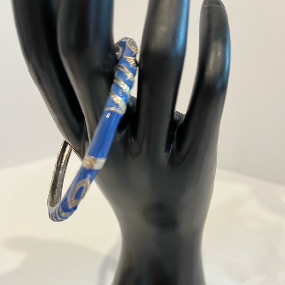 Blue Enamel Costume Jewelry Bangle - Picture 2 of 7